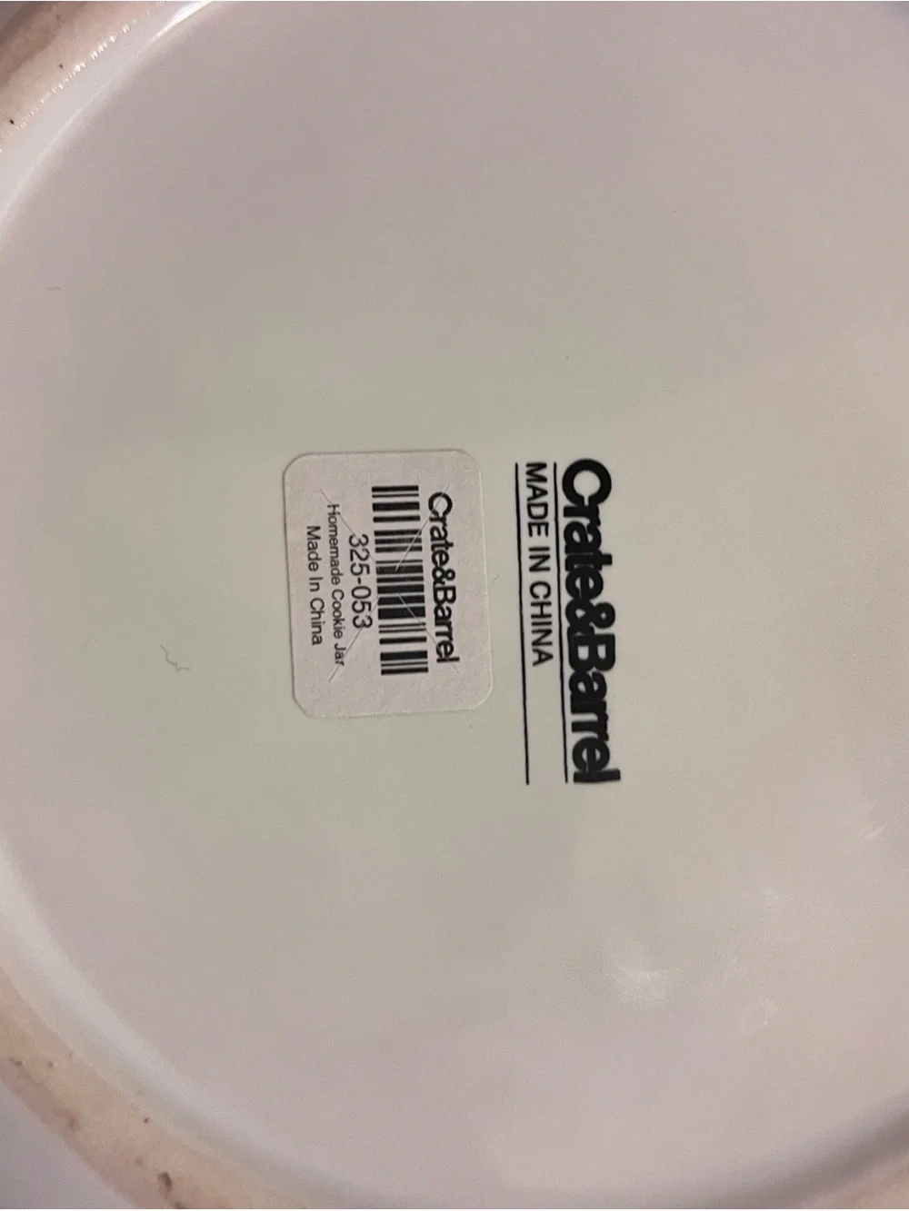 Crate&Barrel White Ceramic Cookie Canister with Lid